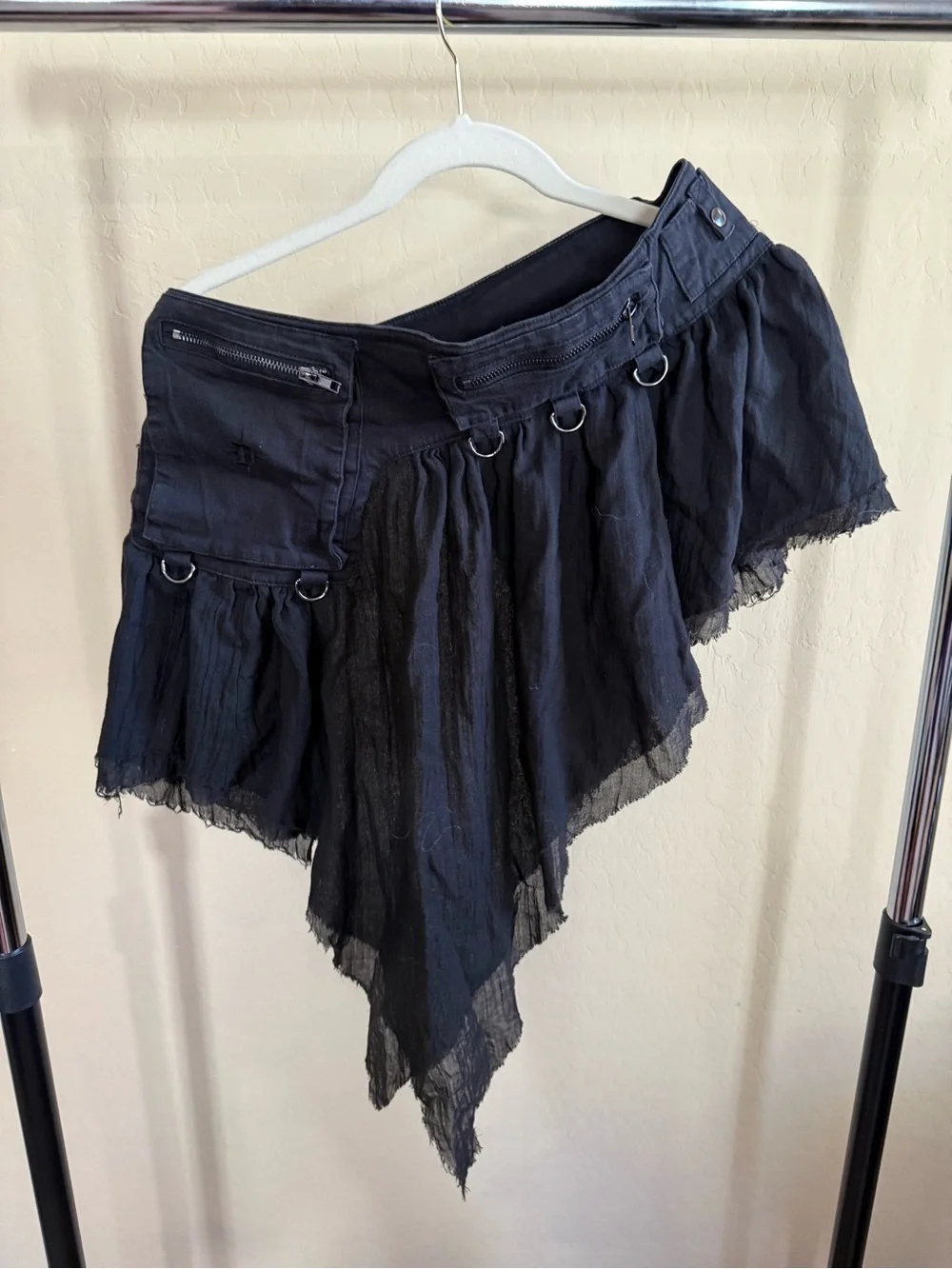 Dolls Kill Black Asymmetrical Layered Mini Skirt - Picture 2 of 2